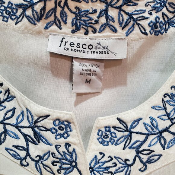 Fresco By Nomadic Traders Sleeveless Floral Embroidered Tank Top Medium - Picture 4 of 8